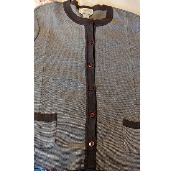 Talbot's Made in Italy Brown 'Tweed' Cotton Blend Sweater Blazer Womens Sz L - Picture 7 of 16